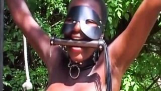 African lady tied BDSM outdoor in forest hardcore humil বুলুফিলম